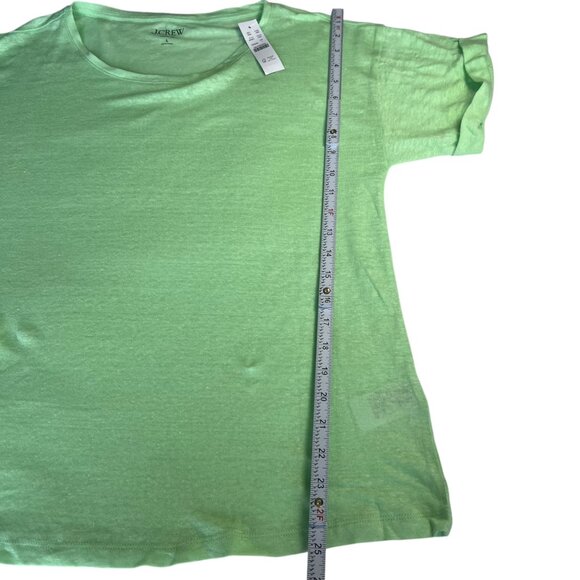 J.Crew 100% Linen Tee Crew Neck Green Color Size Large - Picture 7 of 10